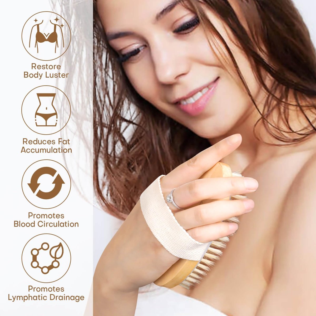 2 Pack Dry Brushing Body Brush - Natural Bristle Exfoliating Brush with Massage Nodes for Lymphatic Drainage, Cellulite Reduction, and Acne Relief - görsel 7