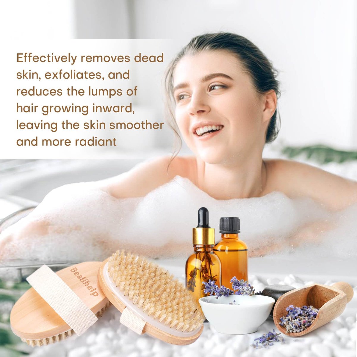 2 Pack Dry Brushing Body Brush - Natural Bristle Exfoliating Brush with Massage Nodes for Lymphatic Drainage, Cellulite Reduction, and Acne Relief - görsel 13