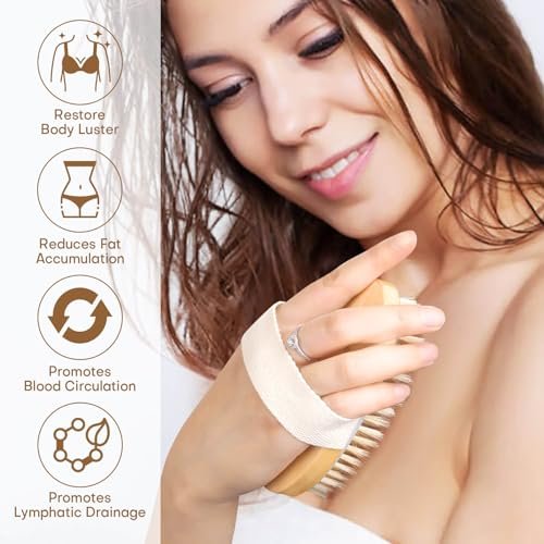 2 Pack Dry Brushing Body Brush - Natural Bristle Exfoliating Brush with Massage Nodes for Lymphatic Drainage, Cellulite Reduction, and Acne Relief - görsel 8