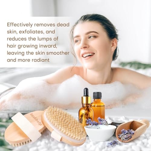 2 Pack Dry Brushing Body Brush - Natural Bristle Exfoliating Brush with Massage Nodes for Lymphatic Drainage, Cellulite Reduction, and Acne Relief - görsel 14