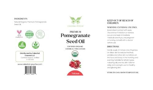 Celestial Psyché USDA Certified Organic Pomegranate Seed Oil – 100% Pure Natural Face Moisturizer for Hydration & Nail Beauty Enhancement (1 oz) - görsel 16