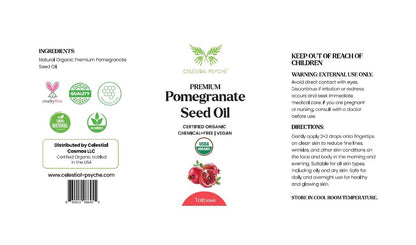 Celestial Psyché USDA Certified Organic Pomegranate Seed Oil – 100% Pure Natural Face Moisturizer for Hydration & Nail Beauty Enhancement (1 oz)