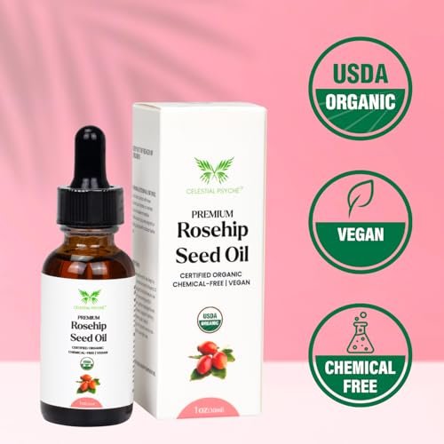 Celestial Psyché USDA Certified Organic Rosehip Seed Oil - 100% Pure, Natural Face Oil for Hydration, Anti-Aging & Antioxidants (1 oz) - görsel 10