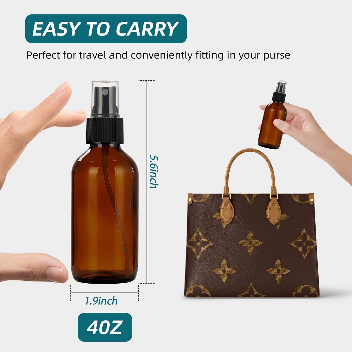 Bastelica Dark Amber Glass Spray Bottles 4 oz - 4 Pack Small Glass Spray Bottles for Essential Oils, Fine Mist for Face, Hair, Plants, Travel, Perfumes, Cleaning Solutions - görsel 8