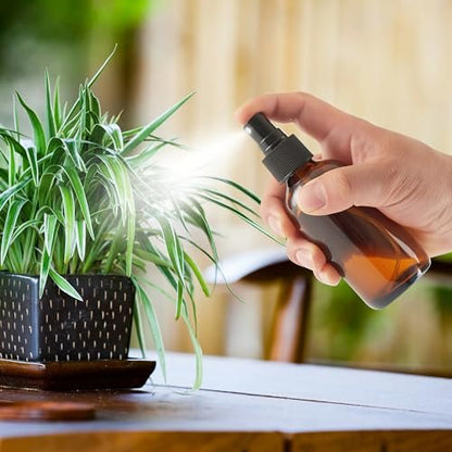 Bastelica Dark Amber Glass Spray Bottles 4 oz - 4 Pack Small Glass Spray Bottles for Essential Oils, Fine Mist for Face, Hair, Plants, Travel, Perfumes, Cleaning Solutions