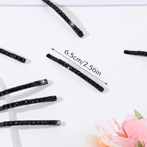 Andibro 20-Piece Black Rhinestone Bobby Pins - Shiny Crystal Diamond Hair Clips for Women, Metal Hair Accessories for Daily Use, Parties, Prom, Bridal Weddings - görsel 12