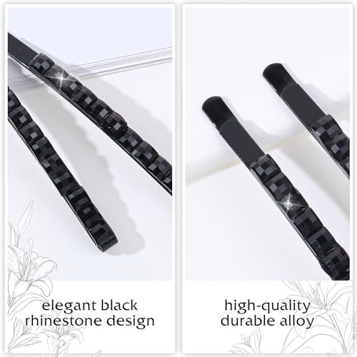 Andibro 20-Piece Black Rhinestone Bobby Pins - Shiny Crystal Diamond Hair Clips for Women, Metal Hair Accessories for Daily Use, Parties, Prom, Bridal Weddings - görsel 10