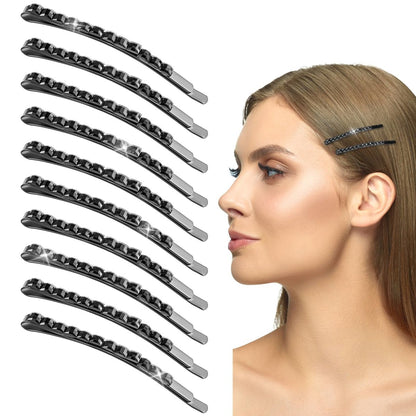 Andibro 20-Piece Black Rhinestone Bobby Pins - Shiny Crystal Diamond Hair Clips for Women, Metal Hair Accessories for Daily Use, Parties, Prom, Bridal Weddings