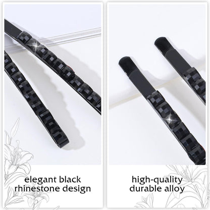 Andibro 20-Piece Black Rhinestone Bobby Pins - Shiny Crystal Diamond Hair Clips for Women, Metal Hair Accessories for Daily Use, Parties, Prom, Bridal Weddings