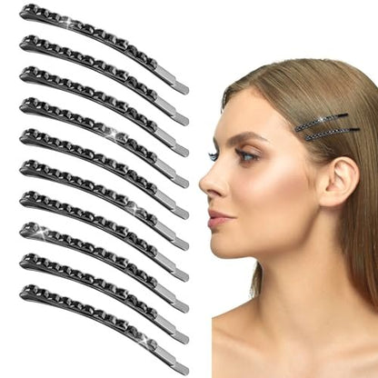 Andibro 20-Piece Black Rhinestone Bobby Pins - Shiny Crystal Diamond Hair Clips for Women, Metal Hair Accessories for Daily Use, Parties, Prom, Bridal Weddings