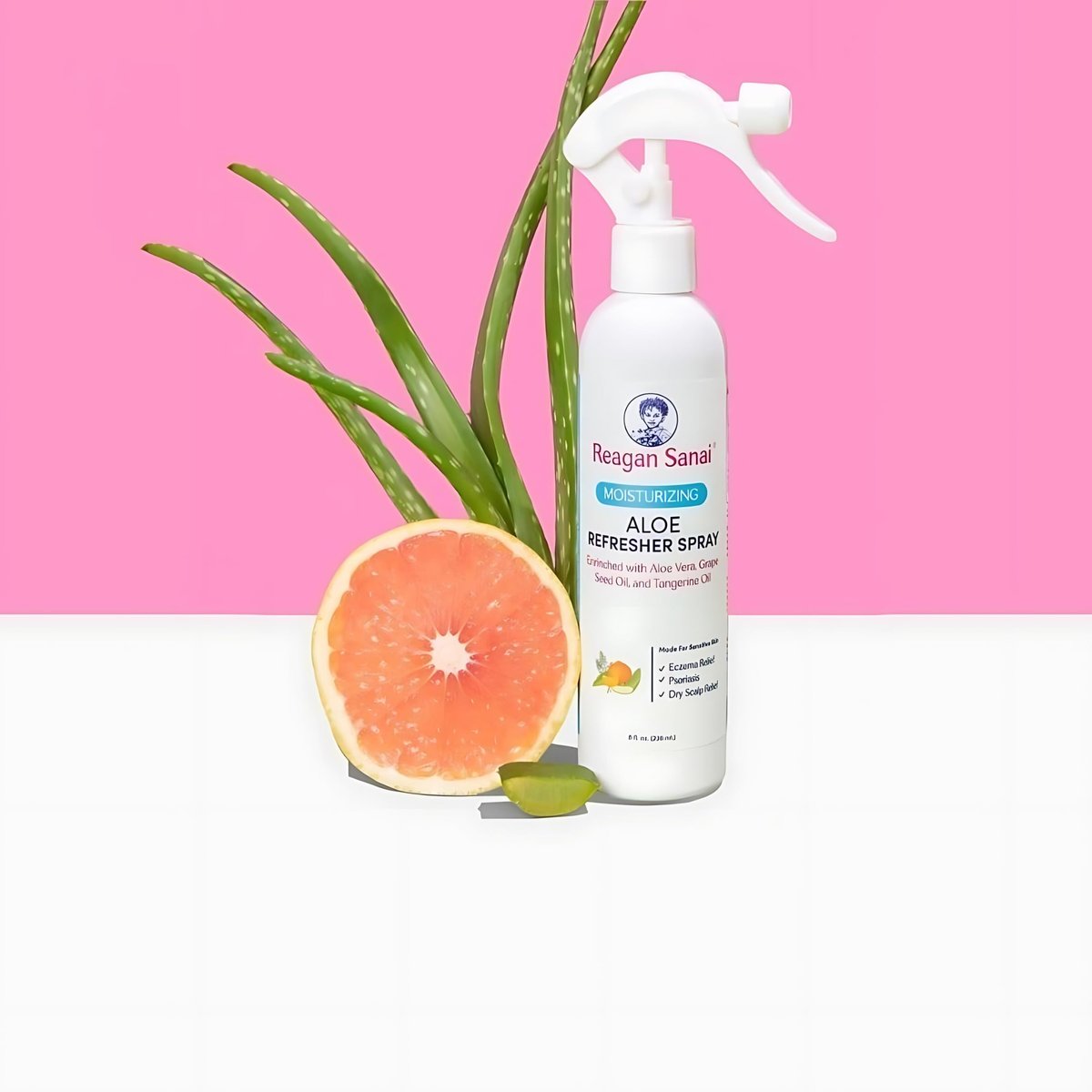 Reagan Sanai Moisturizing Aloe Refresher Hair Spray 8 oz - Organic Hairspray for Strengthening, Softening, and Shine - Curl Enhancer Extra Hold - Hair Detangler Spray Avelisse
