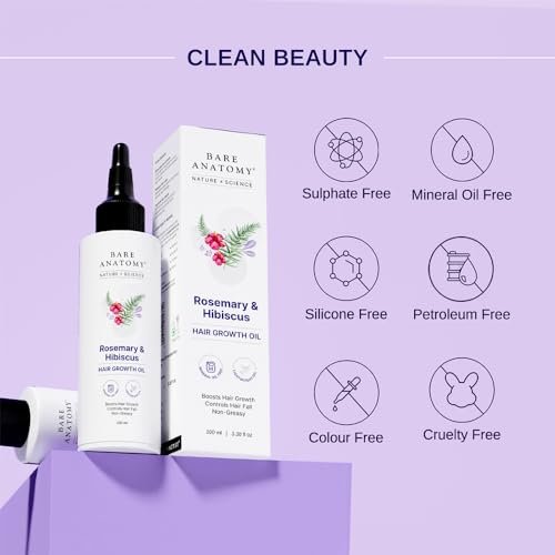 Bare Anatomy Nature x Science Rosemary Hibiscus Hair Growth Oil for Women & Men - Helps Hair Growth & Strengthens Hair, Nourishes Scalp & Controls Hair Fall, Suitable for All Hair Types - 100ml - görsel 14