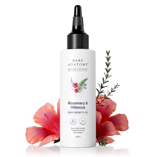 Bare Anatomy Nature x Science Rosemary Hibiscus Hair Growth Oil for Women & Men - Helps Hair Growth & Strengthens Hair, Nourishes Scalp & Controls Hair Fall, Suitable for All Hair Types - 100ml - görsel 2