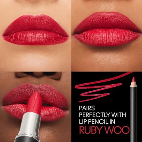 MAC Macximal Silky Matte Lipstick - Ruby Woo (Cranberry) - 0.11 oz - görsel 6