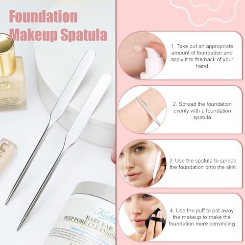 4 Pcs Stainless Steel Makeup Spatula Set - Cosmetic Mixing Palette & Foundation Skin Care Tool Avelisse
