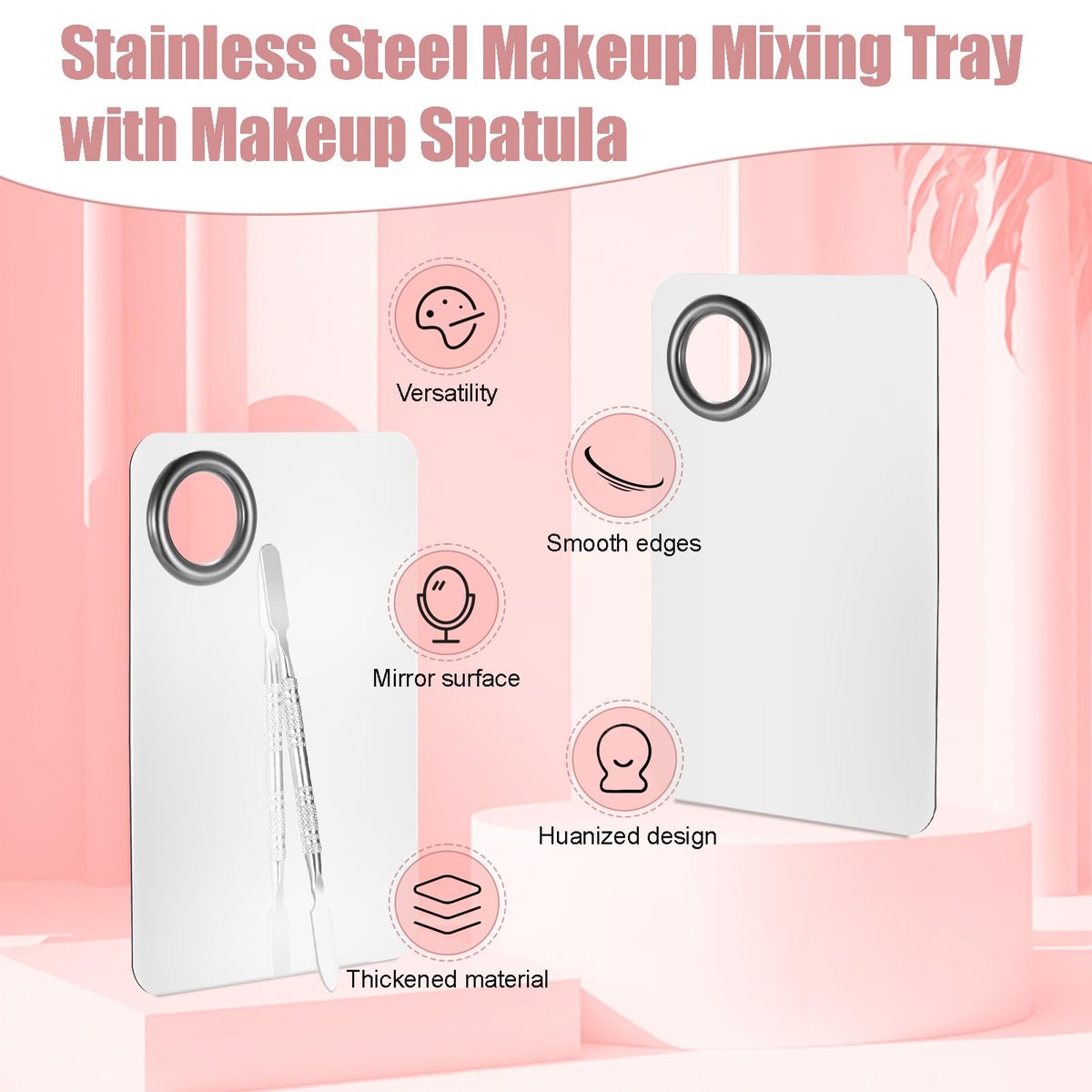 4 Pcs Stainless Steel Makeup Spatula Set - Cosmetic Mixing Palette & Foundation Skin Care Tool Avelisse