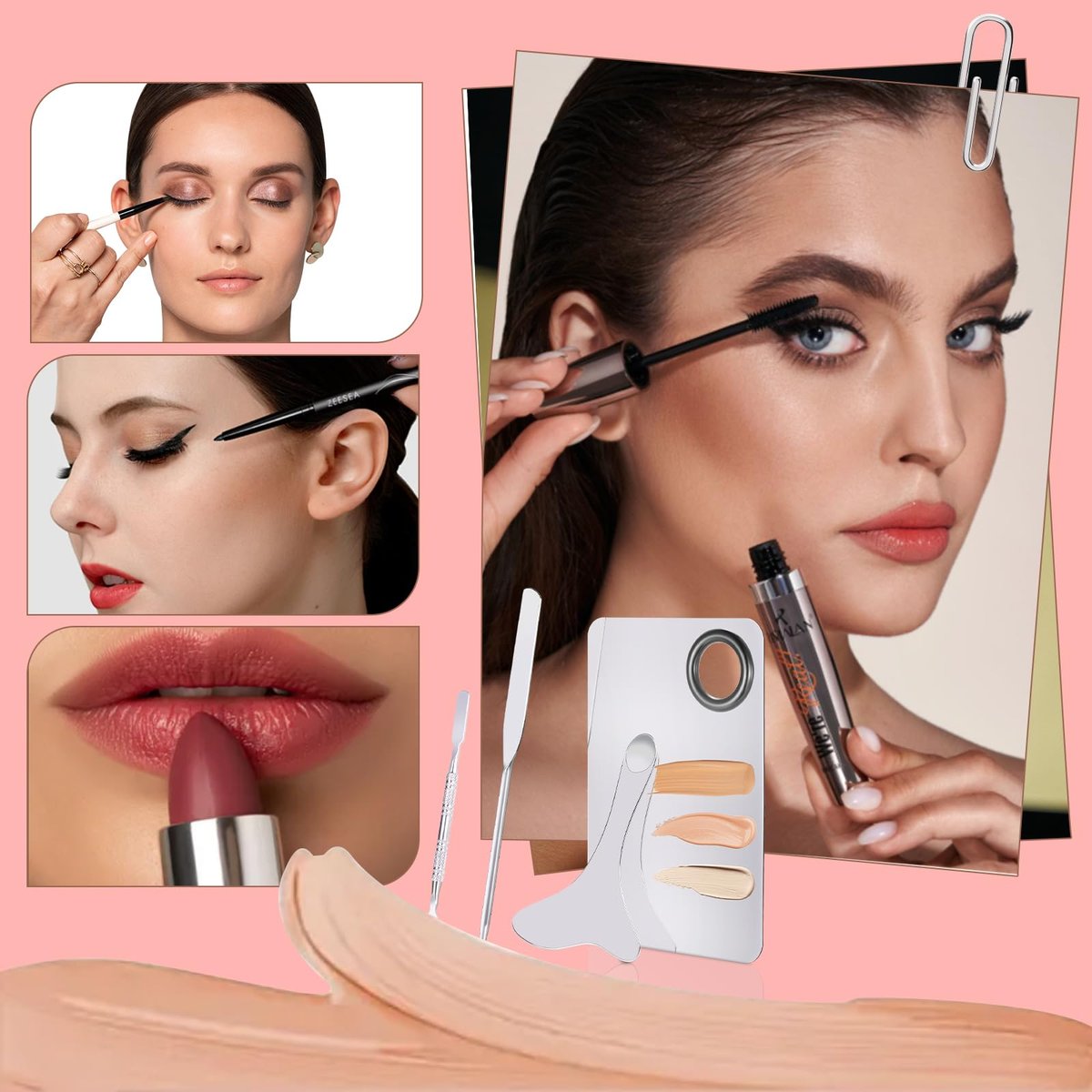 4 Pcs Stainless Steel Makeup Spatula Set - Cosmetic Mixing Palette & Foundation Skin Care Tool Avelisse