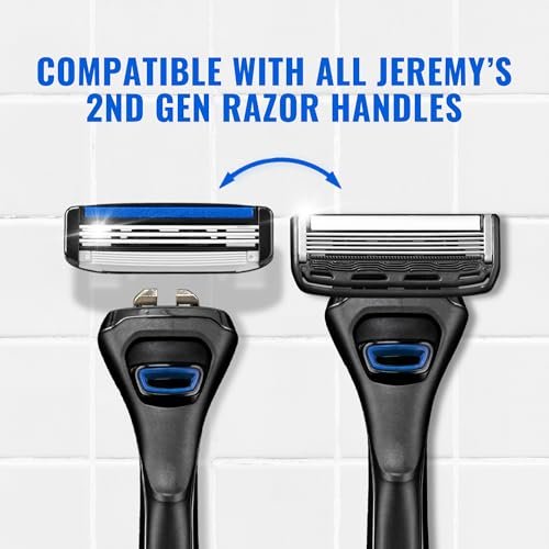 Jeremy's Razors for Men - Sprint 3 Razor Blade Refills - 8 Cartridges - Stainless Steel, Lubricating Strip, Easy Rinse Design Avelisse