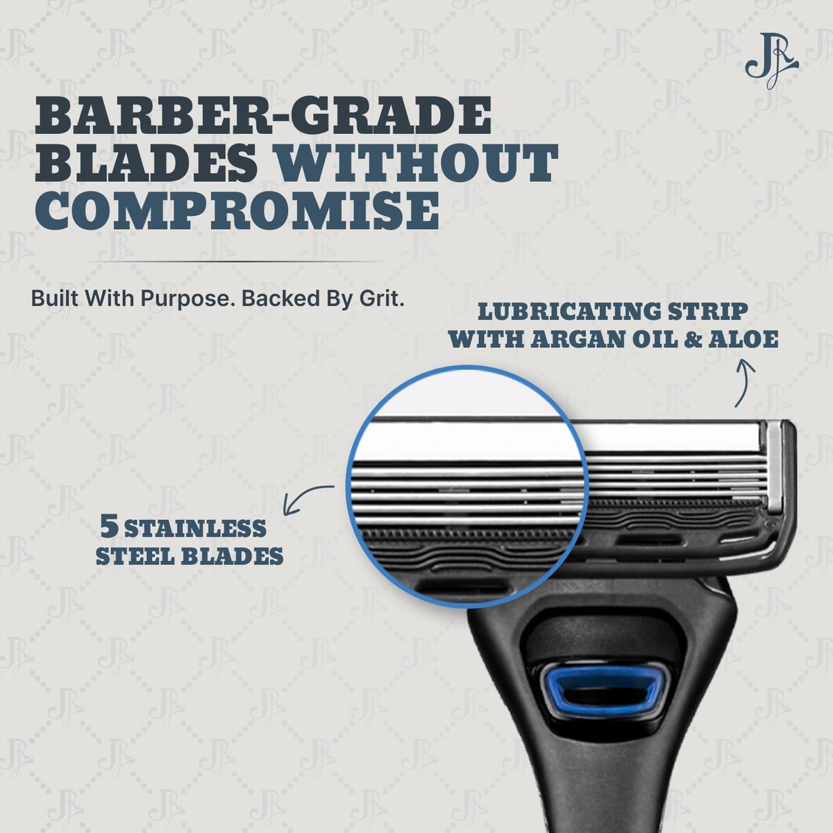 Jeremy's Razors Precision 5 Blade Refills - 8 Cartridges for Men, Fits 2nd Gen Handles, Stainless Steel with Lubricating Strip Avelisse