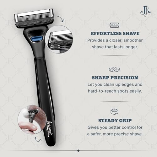 Jeremy's Razors Precision 5 Blade Refills - 8 Cartridges for Men, Fits 2nd Gen Handles, Stainless Steel with Lubricating Strip Avelisse