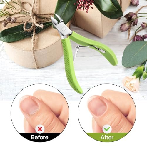 TEAORB Cuticle Trimmer - Professional Stainless Steel Nail Cuticle Cutter with Non-Slip Silicone Handle, Manicure Tool for Dead Skin, Green - görsel 11