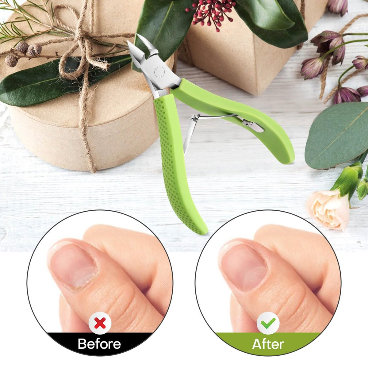 TEAORB Cuticle Trimmer - Professional Stainless Steel Nail Cuticle Cutter with Non-Slip Silicone Handle, Manicure Tool for Dead Skin, Green - görsel 12