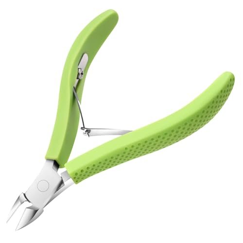 TEAORB Cuticle Trimmer - Professional Stainless Steel Nail Cuticle Cutter with Non-Slip Silicone Handle, Manicure Tool for Dead Skin, Green - görsel 1
