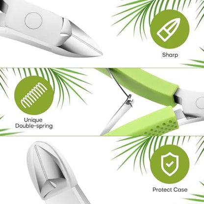 TEAORB Cuticle Trimmer - Professional Stainless Steel Nail Cuticle Cutter with Non-Slip Silicone Handle, Manicure Tool for Dead Skin, Green