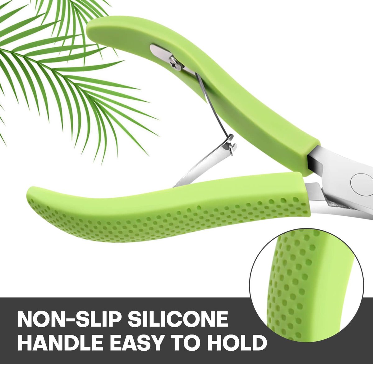 TEAORB Cuticle Trimmer - Professional Stainless Steel Nail Cuticle Cutter with Non-Slip Silicone Handle, Manicure Tool for Dead Skin, Green - görsel 8