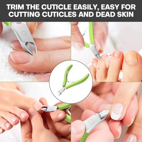 TEAORB Cuticle Trimmer - Professional Stainless Steel Nail Cuticle Cutter with Non-Slip Silicone Handle, Manicure Tool for Dead Skin, Green - görsel 9