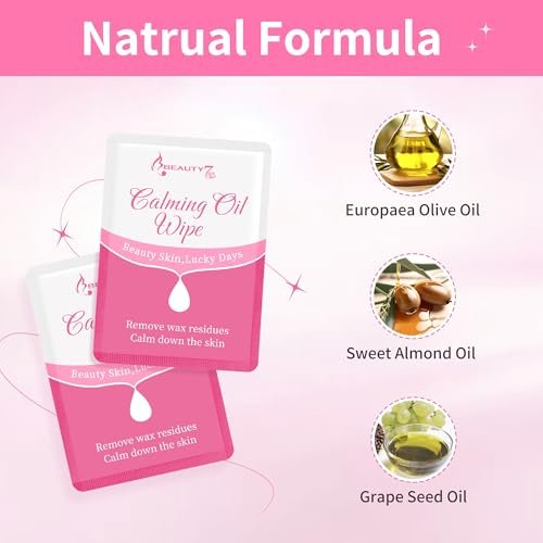 Beauty7 Post Wax Calming Oil Wipes 30 Packs - Post Wax Oil Wipes for Soothing, Residue Removal & Redness Reduction - görsel 4