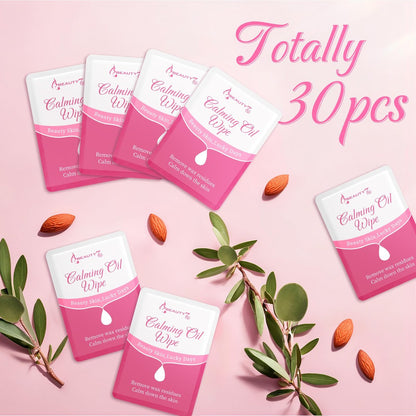 Beauty7 Post Wax Calming Oil Wipes 30 Packs - Post Wax Oil Wipes for Soothing, Residue Removal & Redness Reduction