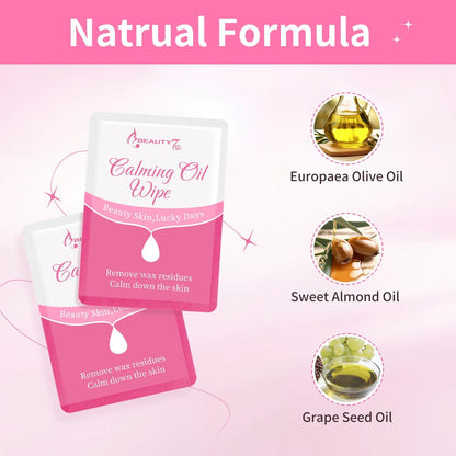 Beauty7 Post Wax Calming Oil Wipes 30 Packs - Post Wax Oil Wipes for Soothing, Residue Removal & Redness Reduction