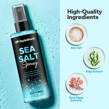 StyleShark Sea Salt Spray for Hair Men & Women - 8.5 Fl Oz Beach Wave & Volumizing Texturing Spray to Add Volume & Texture