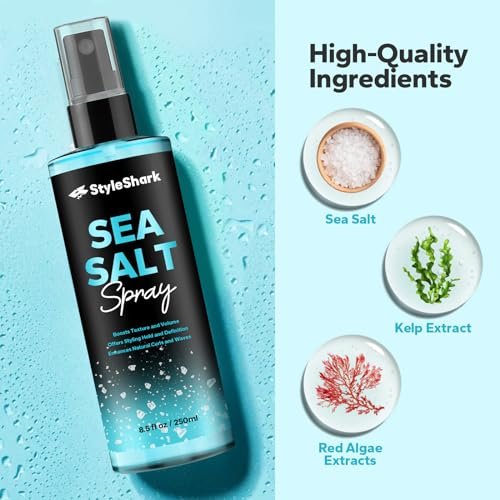 StyleShark Sea Salt Spray for Hair Men & Women - 8.5 Fl Oz Beach Wave & Volumizing Texturing Spray to Add Volume & Texture - görsel 4