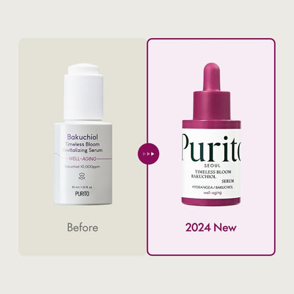 PURITO Timeless Bloom Bakuchiol Serum - Korean Jeju Hydrangea Anti-Aging Ampoule for Sensitive Skin, 1.01 fl.oz Avelisse