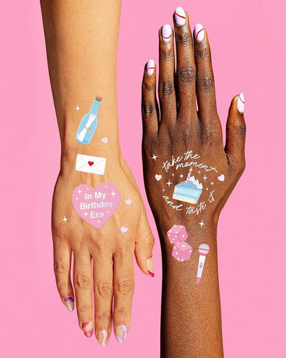 xo, Fetti Birthday Temporary Tattoos - 50 Iridescent Gold Styles for Bday Decorations, Party Favors & Concert Gifts