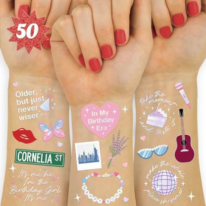 xo, Fetti Birthday Temporary Tattoos - 50 Iridescent Gold Styles for Bday Decorations, Party Favors & Concert Gifts