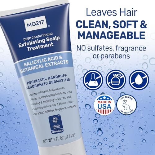 MG217 Deep Conditioning Salicylic Acid Scalp Care for Psoriasis – Exfoliating & Hydrating Formula, Sulfate-Free, Paraben-Free, Cruelty-Free, Fragrance-Free (6 fl oz) - görsel 14