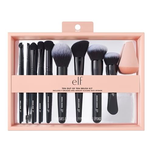 e.l.f. Ten Out Of Ten Brush Set – 10-Piece Synthetic Makeup Brush Kit for Face, Eyes & Brows, Vegan & Cruelty-Free Avelisse