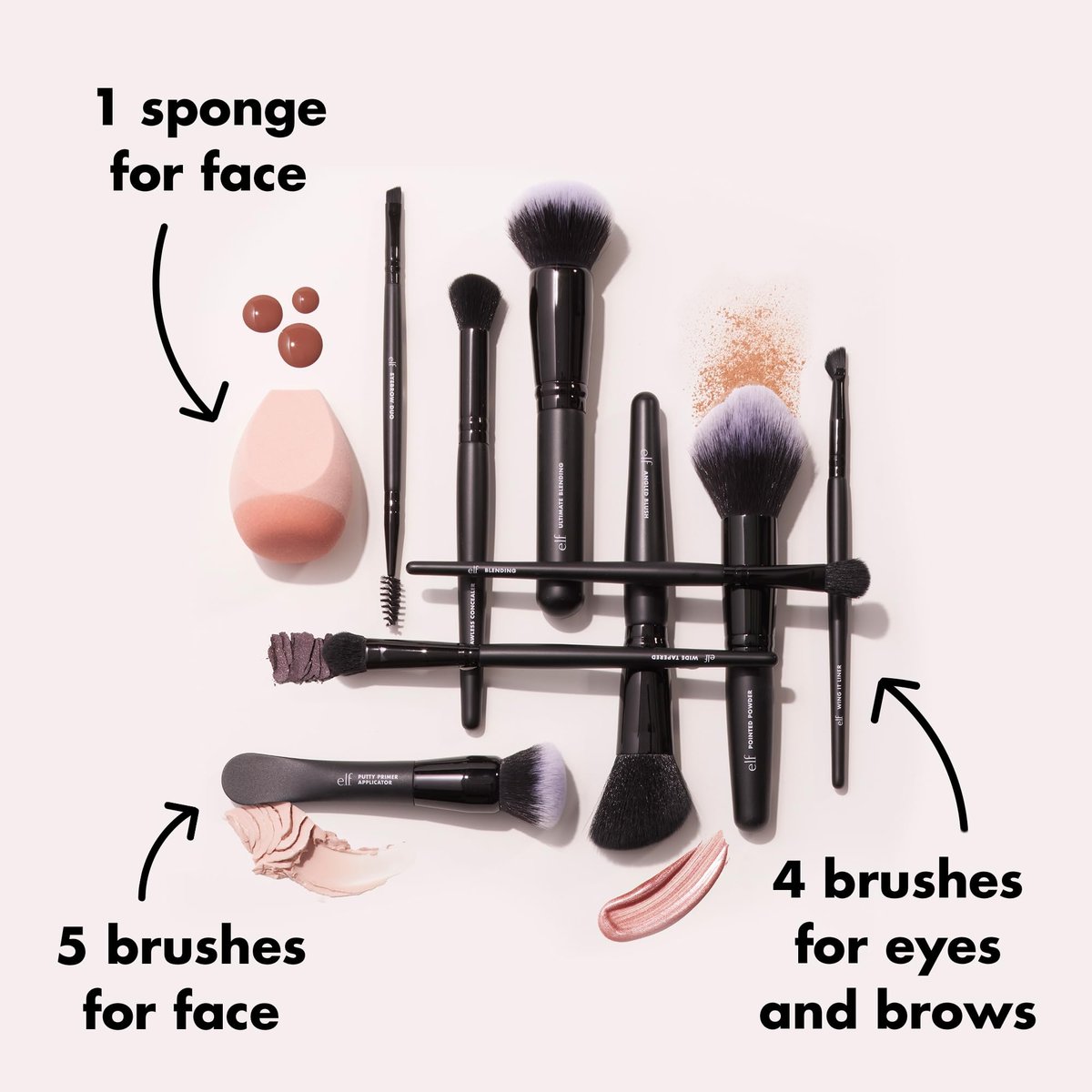 e.l.f. Ten Out Of Ten Brush Set – 10-Piece Synthetic Makeup Brush Kit for Face, Eyes & Brows, Vegan & Cruelty-Free Avelisse