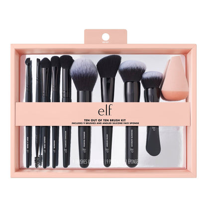 e.l.f. Ten Out Of Ten Brush Set – 10-Piece Synthetic Makeup Brush Kit for Face, Eyes & Brows, Vegan & Cruelty-Free Avelisse