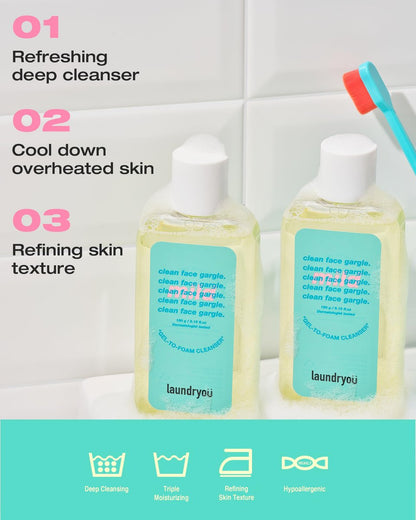 LAUNDRYOU Gel-to-Foam Gentle Facial Cleanser | Hydrating PHA & Probiotic Face Wash for Oily & Acne-Prone Skin | Korean Skin Care (5.64 fl oz)