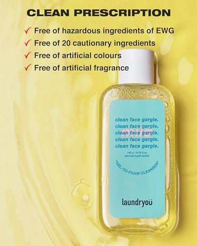 LAUNDRYOU Gel-to-Foam Gentle Facial Cleanser | Hydrating PHA & Probiotic Face Wash for Oily & Acne-Prone Skin | Korean Skin Care (5.64 fl oz)