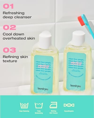 LAUNDRYOU Gel-to-Foam Gentle Facial Cleanser | Hydrating PHA & Probiotic Face Wash for Oily & Acne-Prone Skin | Korean Skin Care (5.64 fl oz) - görsel 8