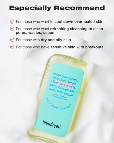 LAUNDRYOU Gel-to-Foam Gentle Facial Cleanser | Hydrating PHA & Probiotic Face Wash for Oily & Acne-Prone Skin | Korean Skin Care (5.64 fl oz) - görsel 12