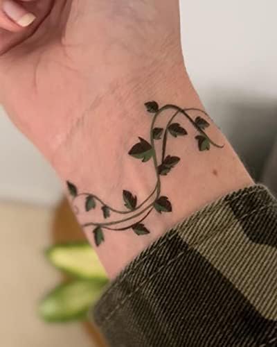 InkWear Ivy Leaf Vine Temporary Tattoos – 16 Sheets for Body Band Up to 59 Inches | Realistic Fake Tattoos for Adults & Kids