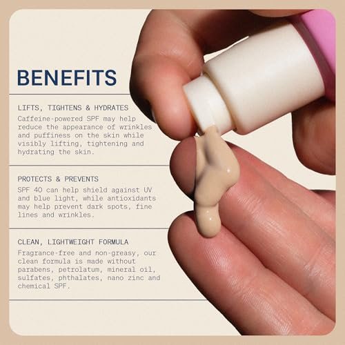 The Skinny Confidential Tinted Sunscreen SPF 40 - Fragrance Free Mineral Face Moisturizer with Caffeine, No White Cast, Non-Greasy, Lightweight - 1.7 Fl Oz Avelisse