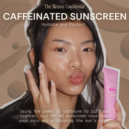 The Skinny Confidential Tinted Sunscreen SPF 40 - Fragrance Free Mineral Face Moisturizer with Caffeine, No White Cast, Non-Greasy, Lightweight - 1.7 Fl Oz Avelisse