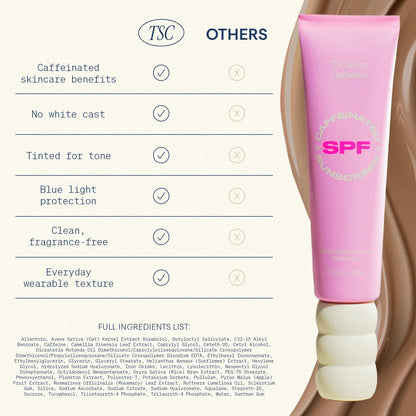 The Skinny Confidential Tinted Sunscreen SPF 40 - Fragrance Free Mineral Face Moisturizer with Caffeine, No White Cast, Non-Greasy, Lightweight - 1.7 Fl Oz Avelisse
